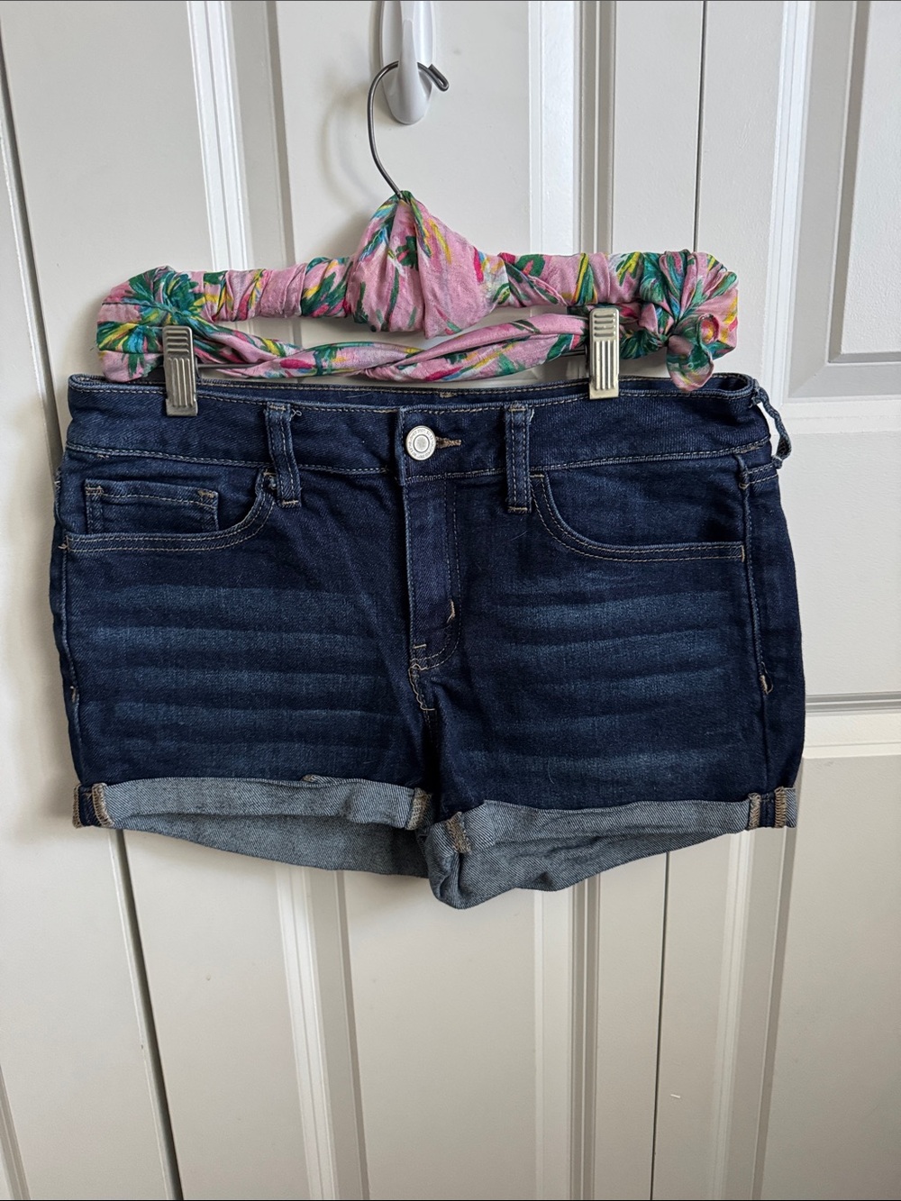 SO Dark Blue Cuffed Jean Shorts